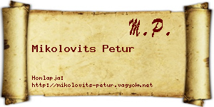 Mikolovits Petur névjegykártya
